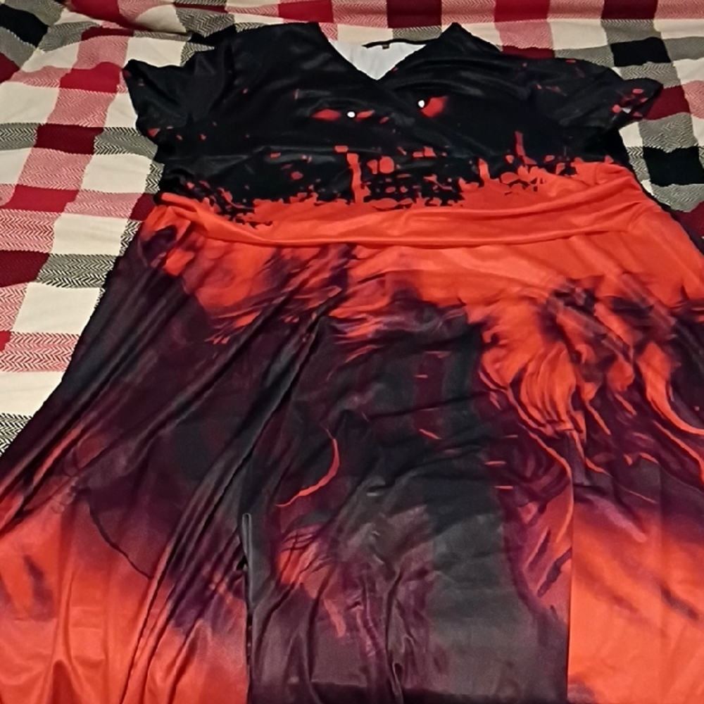 SHEIN Black and Red Prom Dress